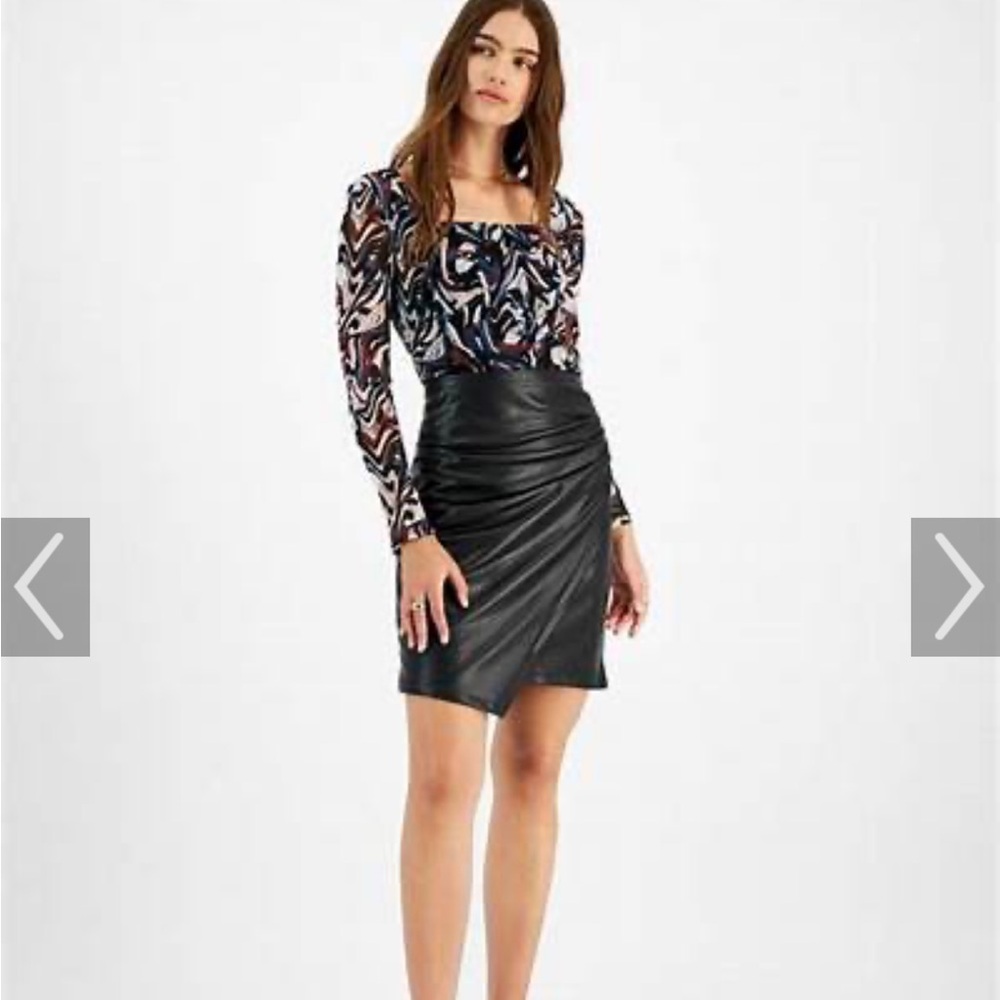 Faux leather size 8 wrap around skirt
